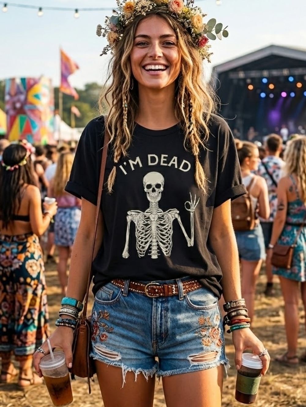 I'm Dead Skeleton 100% Cotton T-shirt Size XL